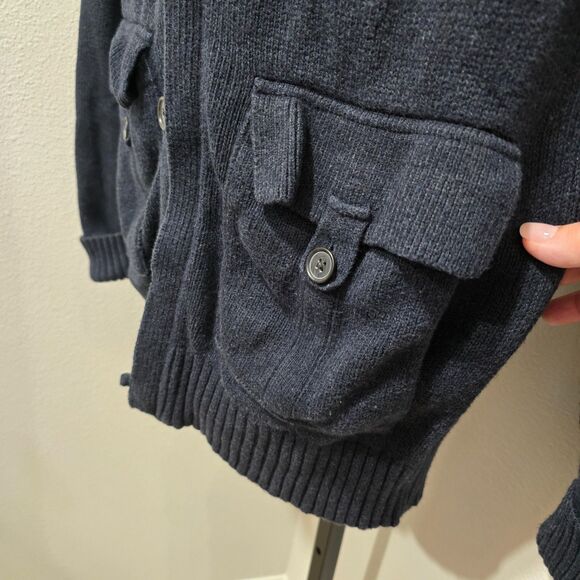 Banana Republic Blue Wool Blend Pockets Full Zip Cardigan Sweater Mens M Preppy - Picture 3 of 10